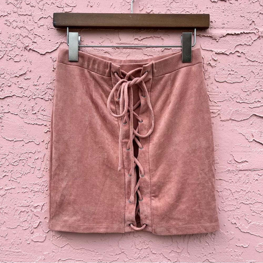 Windsor Faux Suede Lace Up Mini Skirt Size Small